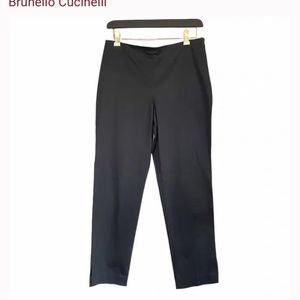 Brunello Cucinelli High Rise Side Slit Straight Leg Pants